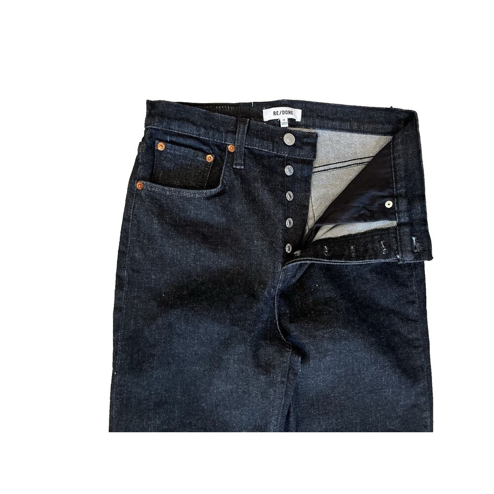Re/Done womens 70s Stove Pipe Button Fly Jeans size 28 Black 28" inseam $265 - Picture 8 of 12